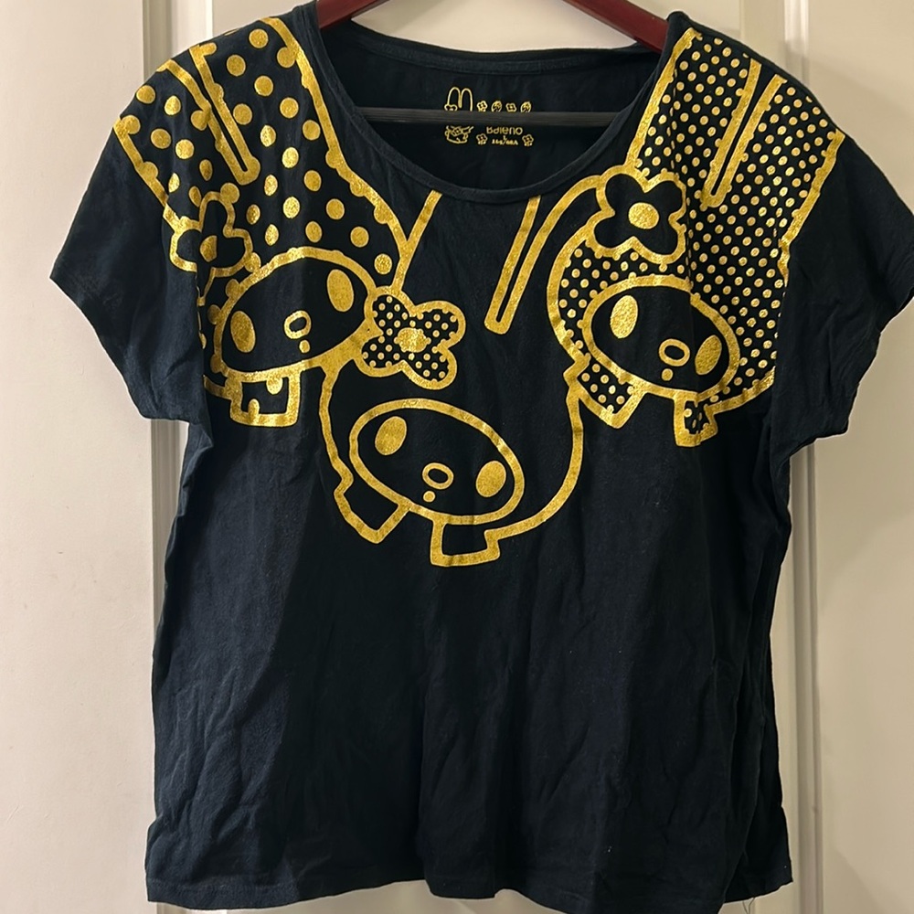 MY MELODY X BALENO Black Tee w/ Gold Accents, Sz L